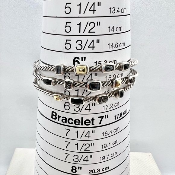 David Yurman Three Row Confetti Cable Cuff Bracelet With Gold and Black Diamonds - Picture 12 of 12